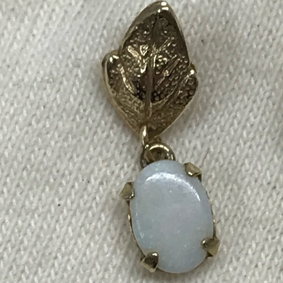 Antique 14k Gold Stud Drop Fire Opal Earrings - Picture 5 of 10